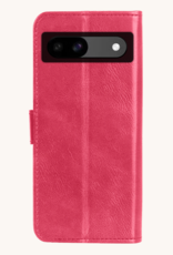 Nomfy Hoesje Geschikt voor Google Pixel 8a Hoes Bookcase Flipcase Book Cover Met Screenprotector - Hoes Geschikt voor Google Pixel 8a Hoesje Book Case - Donkerroze