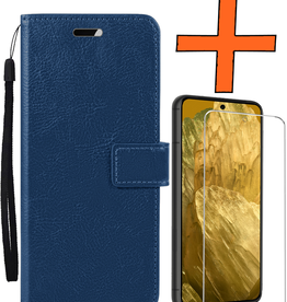 Nomfy Nomfy Google Pixel 8a Hoesje Bookcase Met Screenprotector - Donkerblauw