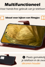 Nomfy Hoesje Geschikt voor Google Pixel 8a Hoes Bookcase Flipcase Book Cover Met Screenprotector - Hoes Geschikt voor Google Pixel 8a Hoesje Book Case - Bruin