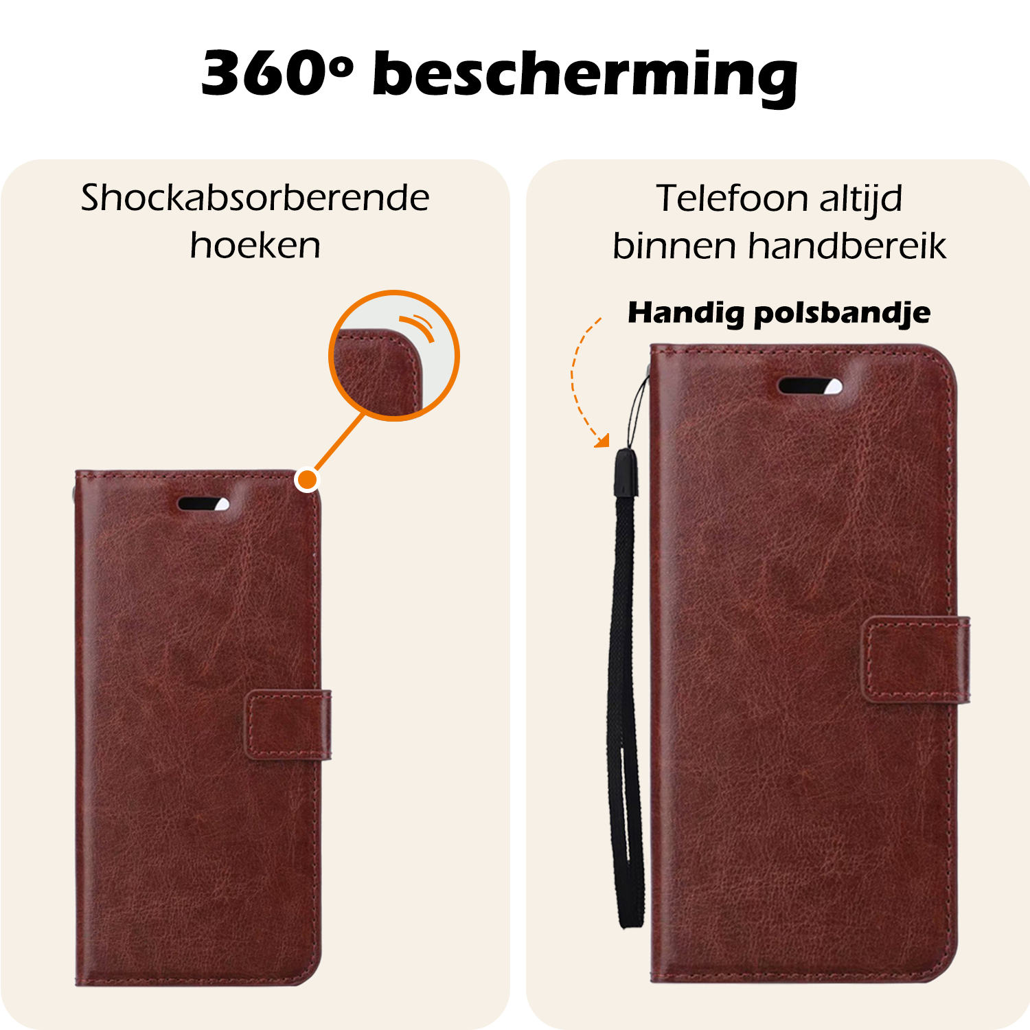 Nomfy Hoesje Geschikt voor Google Pixel 8a Hoes Bookcase Flipcase Book Cover Met Screenprotector - Hoes Geschikt voor Google Pixel 8a Hoesje Book Case - Bruin