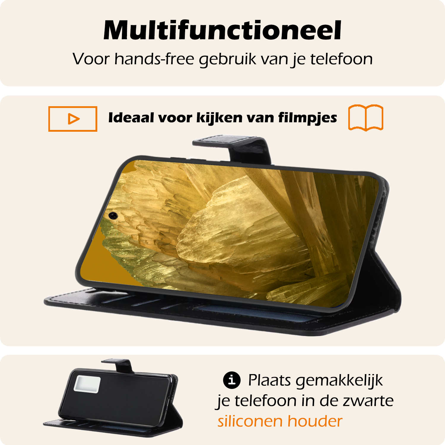 Nomfy Hoesje Geschikt voor Google Pixel 8a Hoes Bookcase Flipcase Book Cover - Hoes Geschikt voor Google Pixel 8a Hoesje Book Case - Zwart