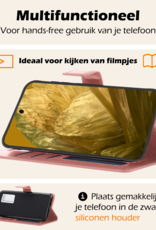 Nomfy Hoesje Geschikt voor Google Pixel 8a Hoes Bookcase Flipcase Book Cover - Hoes Geschikt voor Google Pixel 8a Hoesje Book Case - Rosé goud