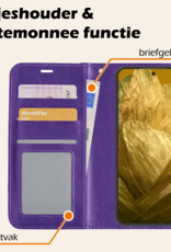 Nomfy Hoesje Geschikt voor Google Pixel 8a Hoes Bookcase Flipcase Book Cover - Hoes Geschikt voor Google Pixel 8a Hoesje Book Case - Paars