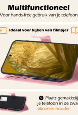 Nomfy Hoesje Geschikt voor Google Pixel 8a Hoes Bookcase Flipcase Book Cover - Hoes Geschikt voor Google Pixel 8a Hoesje Book Case - Lichtroze