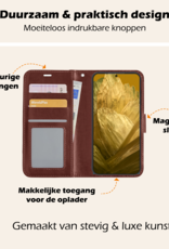 Nomfy Hoesje Geschikt voor Google Pixel 8a Hoes Bookcase Flipcase Book Cover - Hoes Geschikt voor Google Pixel 8a Hoesje Book Case - Bruin