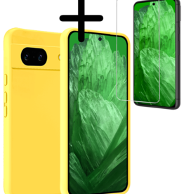 BASEY. BASEY. Google Pixel 8a Hoesje Siliconen Met Screenprotector - Geel