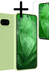 BASEY. Hoes Geschikt voor Google Pixel 8a Hoesje Siliconen Back Cover Case Met Screenprotector - Hoesje Geschikt voor Google Pixel 8a Hoes Cover Hoesje - Groen