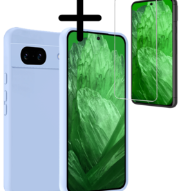BASEY. BASEY. Google Pixel 8a Hoesje Siliconen Met Screenprotector - Lichtblauw