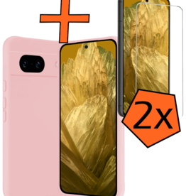 Nomfy Nomfy Google Pixel 8a Hoesje Siliconen Met 2x Screenprotector - Lichtroze