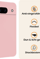 Nomfy Hoesje Geschikt voor Google Pixel 8a Hoesje Siliconen Cover Case Met 2x Screenprotector - Hoes Geschikt voor Google Pixel 8a Hoes Back Case - Lichtroze