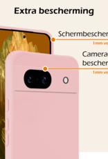 Nomfy Hoesje Geschikt voor Google Pixel 8a Hoesje Siliconen Cover Case Met 2x Screenprotector - Hoes Geschikt voor Google Pixel 8a Hoes Back Case - Lichtroze