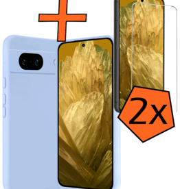 Nomfy Nomfy Google Pixel 8a Hoesje Siliconen Met 2x Screenprotector - Lichtblauw