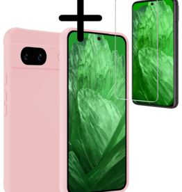 BASEY. BASEY. Google Pixel 8a Hoesje Siliconen Met Screenprotector - Lichtroze