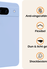 Nomfy Hoesje Geschikt voor Google Pixel 8a Hoesje Siliconen Cover Case Met 2x Screenprotector - Hoes Geschikt voor Google Pixel 8a Hoes Back Case - Lichtblauw