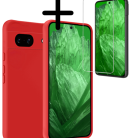 BASEY. BASEY. Google Pixel 8a Hoesje Siliconen Met Screenprotector - Rood