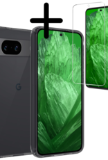 BASEY. Hoes Geschikt voor Google Pixel 8a Hoesje Siliconen Back Cover Case Met Screenprotector - Hoesje Geschikt voor Google Pixel 8a Hoes Cover Hoesje - Transparant