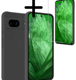 BASEY. BASEY. Google Pixel 8a Hoesje Siliconen Met Screenprotector - Zwart