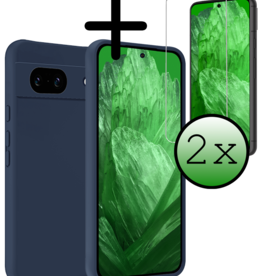 BASEY. BASEY. Google Pixel 8a Hoesje Siliconen Met 2x Screenprotector - Donkerblauw