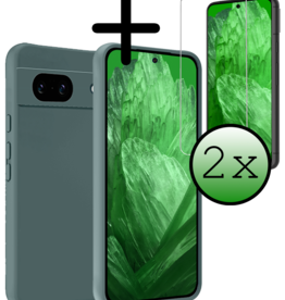 BASEY. BASEY. Google Pixel 8a Hoesje Siliconen Met 2x Screenprotector - Donkergroen