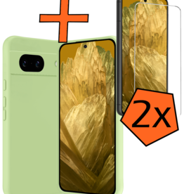 Nomfy Nomfy Google Pixel 8a Hoesje Siliconen Met 2x Screenprotector - Groen