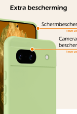 Nomfy Hoesje Geschikt voor Google Pixel 8a Hoesje Siliconen Cover Case Met 2x Screenprotector - Hoes Geschikt voor Google Pixel 8a Hoes Back Case - Groen
