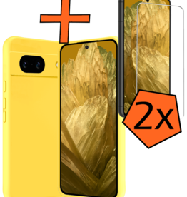 Nomfy Nomfy Google Pixel 8a Hoesje Siliconen Met 2x Screenprotector - Geel