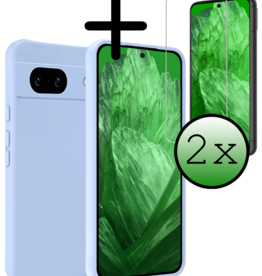 BASEY. BASEY. Google Pixel 8a Hoesje Siliconen Met 2x Screenprotector - Lichtblauw