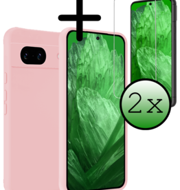 BASEY. BASEY. Google Pixel 8a Hoesje Siliconen Met 2x Screenprotector - Lichtroze