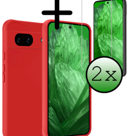BASEY. BASEY. Google Pixel 8a Hoesje Siliconen Met 2x Screenprotector - Rood