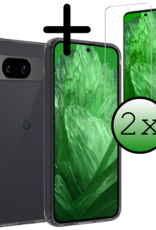 BASEY. Hoes Geschikt voor Google Pixel 8a Hoesje Siliconen Back Cover Case Met 2x Screenprotector - Hoesje Geschikt voor Google Pixel 8a Hoes Cover Hoesje - Transparant