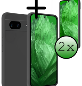 BASEY. BASEY. Google Pixel 8a Hoesje Siliconen Met 2x Screenprotector - Zwart