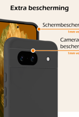 Nomfy Hoesje Geschikt voor Google Pixel 8a Hoesje Siliconen Cover Case Met 2x Screenprotector - Hoes Geschikt voor Google Pixel 8a Hoes Back Case - Zwart