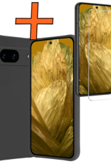 Nomfy Hoesje Geschikt voor Google Pixel 8a Hoesje Siliconen Cover Case Met Screenprotector - Hoes Geschikt voor Google Pixel 8a Hoes Back Case - Zwart