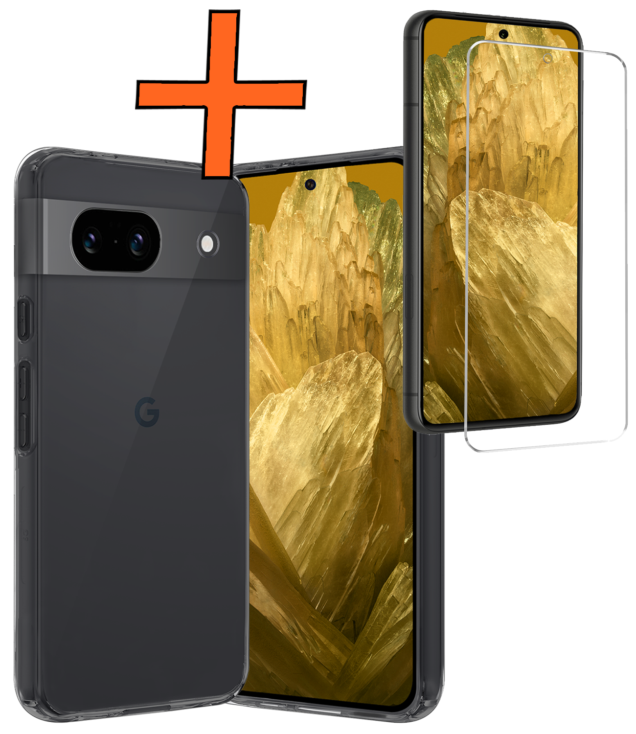 Nomfy Hoesje Geschikt voor Google Pixel 8a Hoesje Siliconen Cover Case Met Screenprotector - Hoes Geschikt voor Google Pixel 8a Hoes Back Case - Transparant