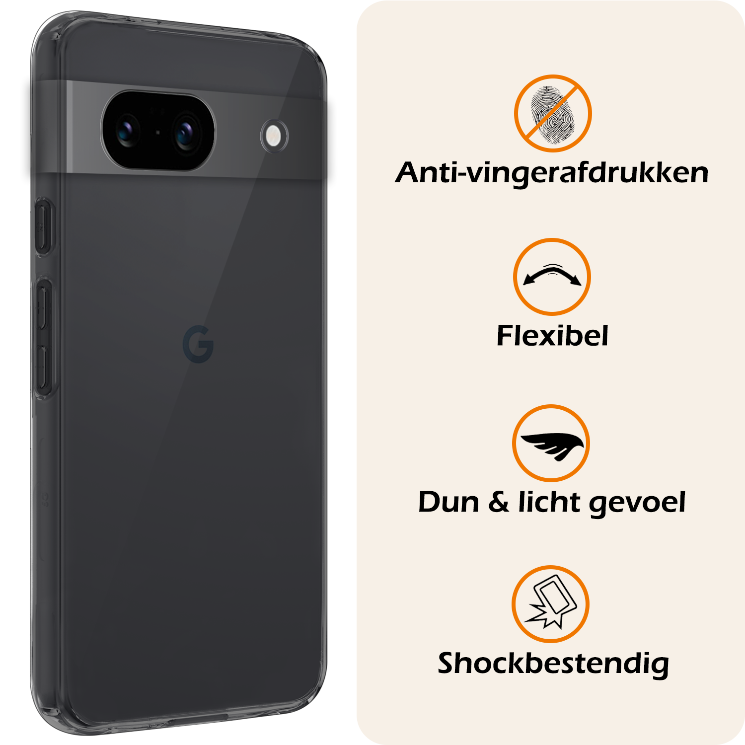 Nomfy Hoesje Geschikt voor Google Pixel 8a Hoesje Siliconen Cover Case Met 2x Screenprotector - Hoes Geschikt voor Google Pixel 8a Hoes Back Case - Transparant