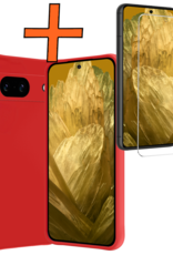 Nomfy Hoesje Geschikt voor Google Pixel 8a Hoesje Siliconen Cover Case Met Screenprotector - Hoes Geschikt voor Google Pixel 8a Hoes Back Case - Rood