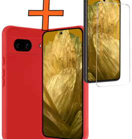 Nomfy Nomfy Google Pixel 8a Hoesje Siliconen Met Screenprotector - Rood