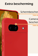 Nomfy Hoesje Geschikt voor Google Pixel 8a Hoesje Siliconen Cover Case Met Screenprotector - Hoes Geschikt voor Google Pixel 8a Hoes Back Case - Rood