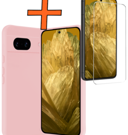 Nomfy Nomfy Google Pixel 8a Hoesje Siliconen Met Screenprotector - Lichtroze