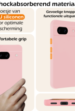 Nomfy Hoesje Geschikt voor Google Pixel 8a Hoesje Siliconen Cover Case Met Screenprotector - Hoes Geschikt voor Google Pixel 8a Hoes Back Case - Lichtroze