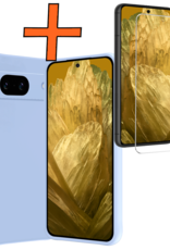 Nomfy Hoesje Geschikt voor Google Pixel 8a Hoesje Siliconen Cover Case Met Screenprotector - Hoes Geschikt voor Google Pixel 8a Hoes Back Case - Lichtblauw