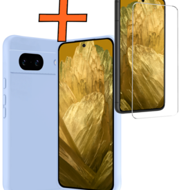 Nomfy Nomfy Google Pixel 8a Hoesje Siliconen Met Screenprotector - Lichtblauw