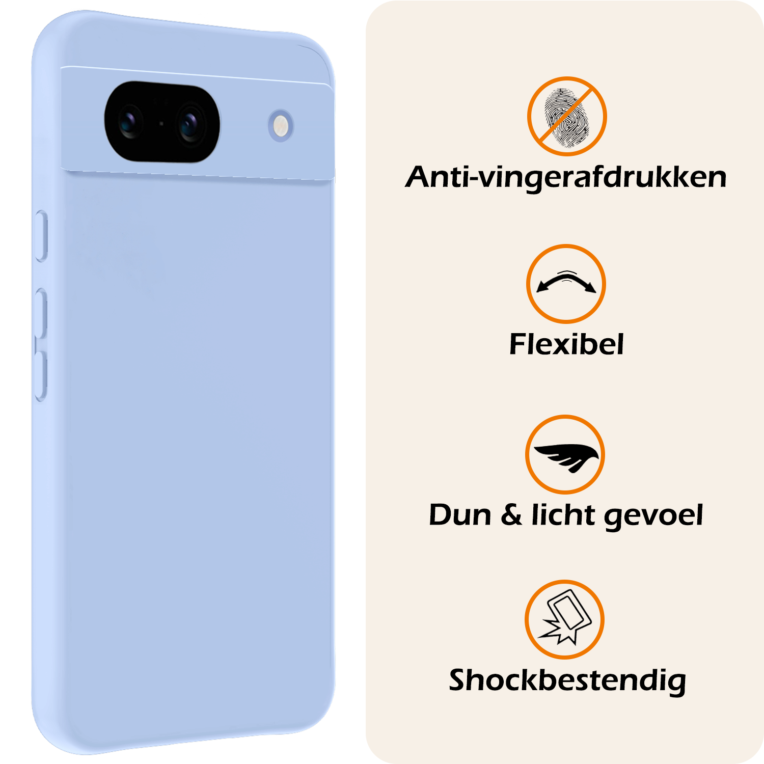 Nomfy Hoesje Geschikt voor Google Pixel 8a Hoesje Siliconen Cover Case Met Screenprotector - Hoes Geschikt voor Google Pixel 8a Hoes Back Case - Lichtblauw