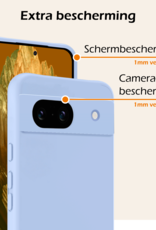 Nomfy Hoesje Geschikt voor Google Pixel 8a Hoesje Siliconen Cover Case Met Screenprotector - Hoes Geschikt voor Google Pixel 8a Hoes Back Case - Lichtblauw