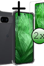BASEY. Hoes Geschikt voor Google Pixel 8a Hoesje Shock Proof Case Hoes Siliconen Met 2x Screenprotector - Hoesje Geschikt voor Google Pixel 8a Hoes Cover Shockproof - Transparant
