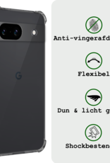 BASEY. Hoes Geschikt voor Google Pixel 8a Hoesje Shock Proof Case Hoes Siliconen Met 2x Screenprotector - Hoesje Geschikt voor Google Pixel 8a Hoes Cover Shockproof - Transparant