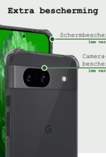 BASEY. Hoes Geschikt voor Google Pixel 8a Hoesje Shock Proof Case Hoes Siliconen Met 2x Screenprotector - Hoesje Geschikt voor Google Pixel 8a Hoes Cover Shockproof - Transparant