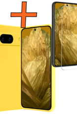 Nomfy Hoesje Geschikt voor Google Pixel 8a Hoesje Siliconen Cover Case Met Screenprotector - Hoes Geschikt voor Google Pixel 8a Hoes Back Case - Geel
