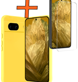 Nomfy Nomfy Google Pixel 8a Hoesje Siliconen Met Screenprotector - Geel