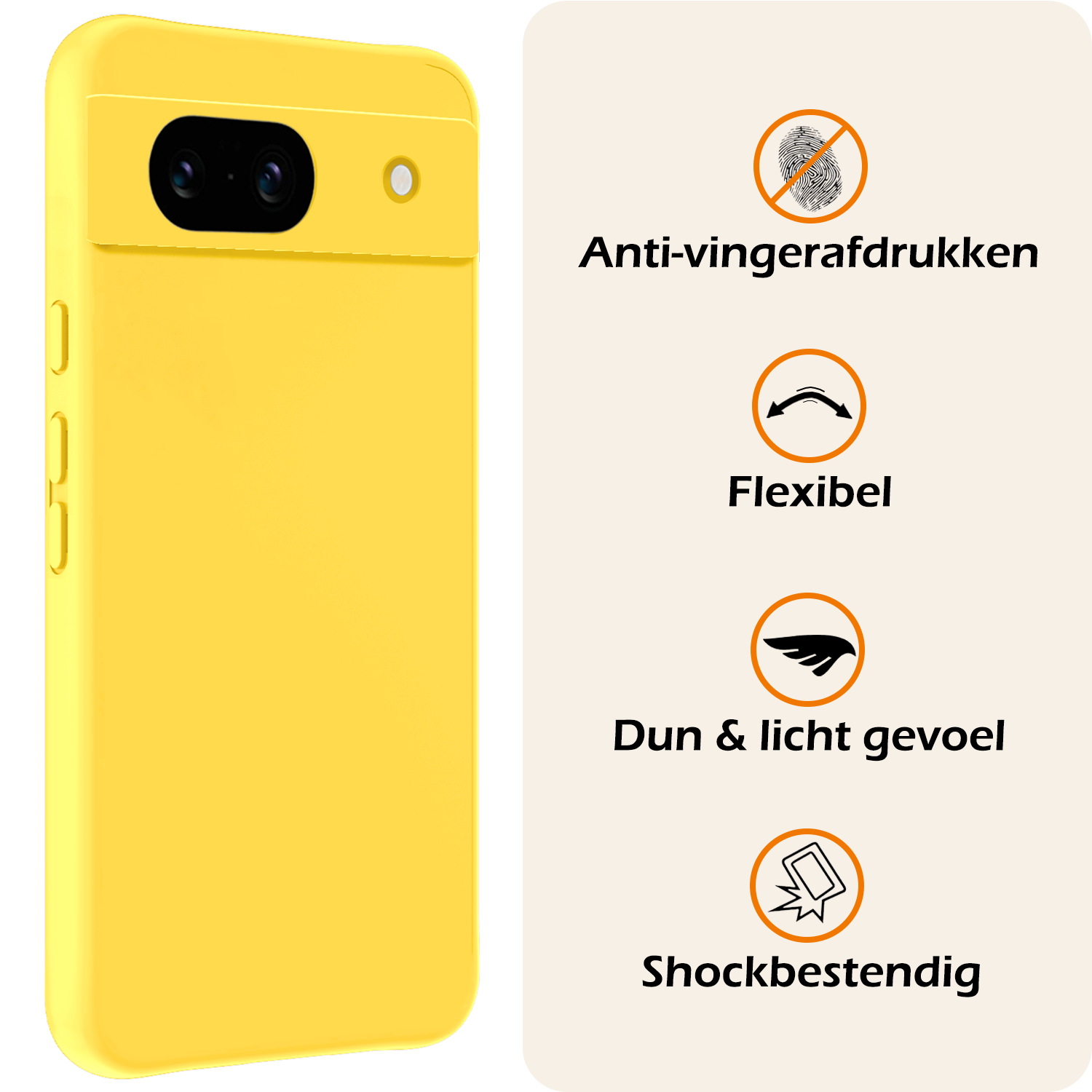 Nomfy Hoesje Geschikt voor Google Pixel 8a Hoesje Siliconen Cover Case Met Screenprotector - Hoes Geschikt voor Google Pixel 8a Hoes Back Case - Geel